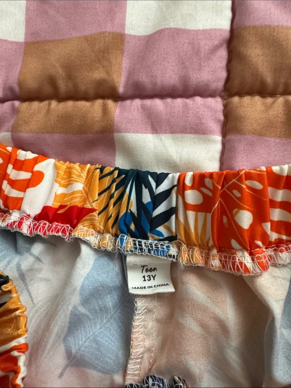 Kids Tropical Print Pajama Set with Teal Tank